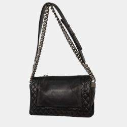 Pre Owned Boy Chanel Black Lambskin Medium Shoulder Bag