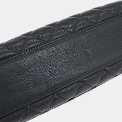 مملوكة مسبقًا حقيبة بيد علوية شانيل جلد عجل أسود