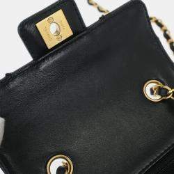 مملوكة مسبقًا حقيبة كتف شانيل خياطة برية جلد عجل أسود غطاء فردي