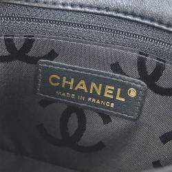 مملوكة مسبقًا حقيبة كتف شانيل خياطة برية جلد عجل أسود غطاء فردي