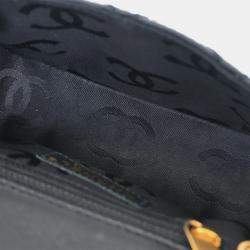 مملوكة مسبقًا حقيبة كتف شانيل خياطة برية جلد عجل أسود غطاء فردي