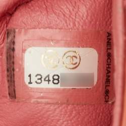 Pre Owned حقيبة شانيل جامبو  كلاسيك جلد شيفرون لامع خوخي بقلاب