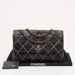 Pre Owned Chanel Black Wild Stitch Surpique Quilted Leather Bag