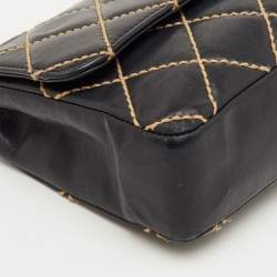 Pre Owned Chanel Black Wild Stitch Surpique Quilted Leather Bag