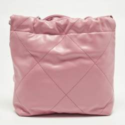 Pre Owned Chanel 22 Mini Pink Quilted Leather Chain Bag