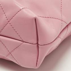 Pre Owned Chanel 22 Mini Pink Quilted Leather Chain Bag