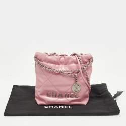 Pre Owned Chanel 22 Mini Pink Quilted Leather Chain Bag