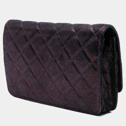 مملوكة مسبقًا محفظة شانيل ت ارطان جلد حملان مبطن بدرجات الأرجواني على سلسلة