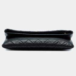 Pre Owned حقيبة كلتش شانيل فولدوفر جمال سي سي كافيار مبطنة سوداء