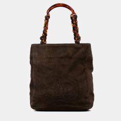 Pre Owned Chanel Brown CC Suede Tote