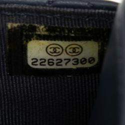 Pre Owned Chanel Blue CC Quilted Lambskin Wallet On Chain