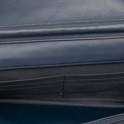 Pre Owned Chanel Blue CC Quilted Lambskin Wallet On Chain