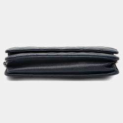 Pre Owned Chanel Blue CC Quilted Lambskin Wallet On Chain