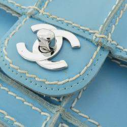 Pre Owned Chanel Blue Leather Shoulder Bag