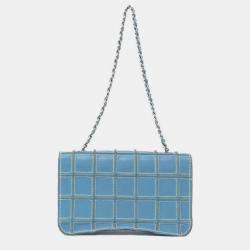 Pre Owned Chanel Blue Leather Shoulder Bag