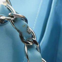 Pre Owned Chanel Blue Leather Shoulder Bag