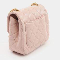 Pre Owned Chanel Matelasse Shoulder Bag Lambskin (Sheepskin) Pink