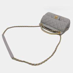 Pre Owned حقيبة يد/كتف شانيل ماتيلسي جلد الحمل رمادي