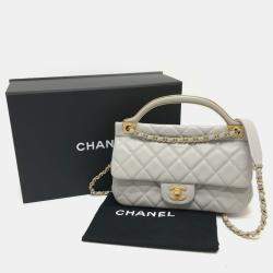 Pre Owned حقيبة يد/كتف شانيل ماتيلسي جلد الحمل رمادي