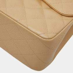 Pre Owned حقيبة كتف سلسلة شانيل كوكو مارك ماتلاس 30 مع غطاء مزدوج من جلد كافيار بيج