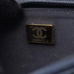Pre Owned Chanel Matelasse Shoulder Bag In Calfskin Leather Navy Blue