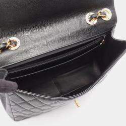 مملوكة مسبقًا حقيبة شانيلا ديسا ماتلاسي ٣٠ غطاء مفرد كتف جلد عجل محبب أسود