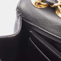 مملوكة مسبقًا حقيبة شانيلا ديسا ماتلاسي ٣٠ غطاء مفرد كتف جلد عجل محبب أسود