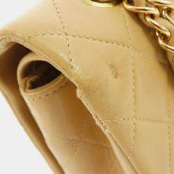 Pre Owned حقيبة كتف شانيل جلد بيج