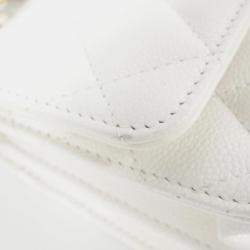 Pre Owned Chanel White Leather Chain Clutch