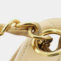 Pre Owned Chanel Beige Leather Shoulder Bag