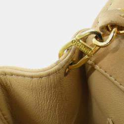 Pre Owned Chanel Beige Leather Shoulder Bag