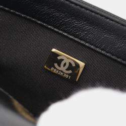 Pre Owned حقيبة كتف شانيل بوي شانيل صغيرة جلد أسود ذهبي