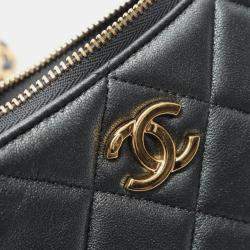 Pre Owned Chanel Matelasse Coco Mark Gray Leather Shoulder Bag