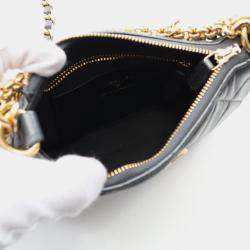 Pre Owned Chanel Matelasse Coco Mark Gray Leather Shoulder Bag