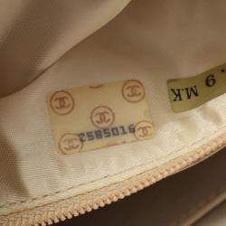 Pre Owned Chanel Coco Mark Diamond Stitch Beige Grained Calfskin Leather Shoulder Bag