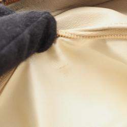 Pre Owned Chanel Coco Mark Diamond Stitch Beige Grained Calfskin Leather Shoulder Bag