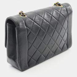 Pre Owned Chanel Matelasse Diana Flap Shoulder Bag Lambskin (Sheepskin) Black