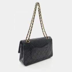 مملوكة مسبقًا Chanel Matelasse Double Flap Shoulder Bag In Lambskin Leather Black