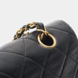 مملوكة مسبقًا Chanel Matelasse Double Flap Shoulder Bag In Lambskin Leather Black