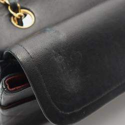 مملوكة مسبقًا Chanel Matelasse Double Flap Shoulder Bag In Lambskin Leather Black