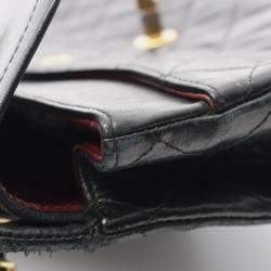 مملوكة مسبقًا Chanel Matelasse Double Flap Shoulder Bag In Lambskin Leather Black