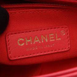 Pre Owned Chanel Matelasse Shoulder Bag In Lambskin Leather Red
