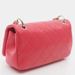 Pre Owned Chanel Matelasse Shoulder Bag In Lambskin Leather Red