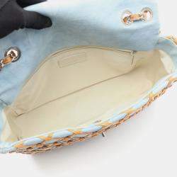 مملوكة مسبقًا حقيبة كتف شانيل ماتيلاسي قماش دنيم أزرق وبني