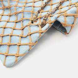 مملوكة مسبقًا حقيبة كتف شانيل ماتيلاسي قماش دنيم أزرق وبني