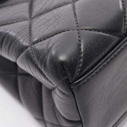 Pre Owned حقيبة شانيل ماتيلاسي مقبض علوي جلد خراف أسود