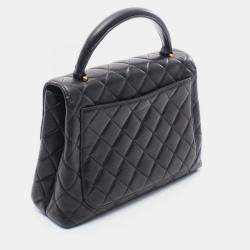 Pre Owned حقيبة شانيل ماتيلاسي مقبض علوي جلد خراف أسود