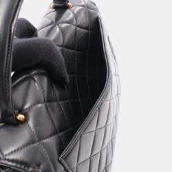 Pre Owned حقيبة شانيل ماتيلاسي مقبض علوي جلد خراف أسود