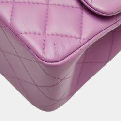 Pre Owned Chanel Matelasse Coco Mark Single Flap Chain Shoulder Bag In Purple Lambskin