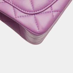 Pre Owned Chanel Matelasse Coco Mark Single Flap Chain Shoulder Bag In Purple Lambskin